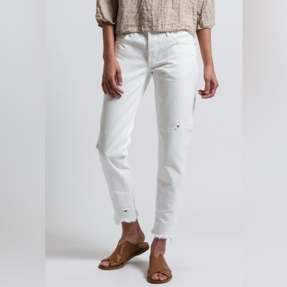 NWT Moussy Vintage White Kelley Tapered Ripped Jeans Women’s 24